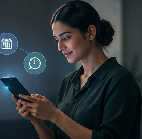 Recruiter reviewing candidate information on a smartphone