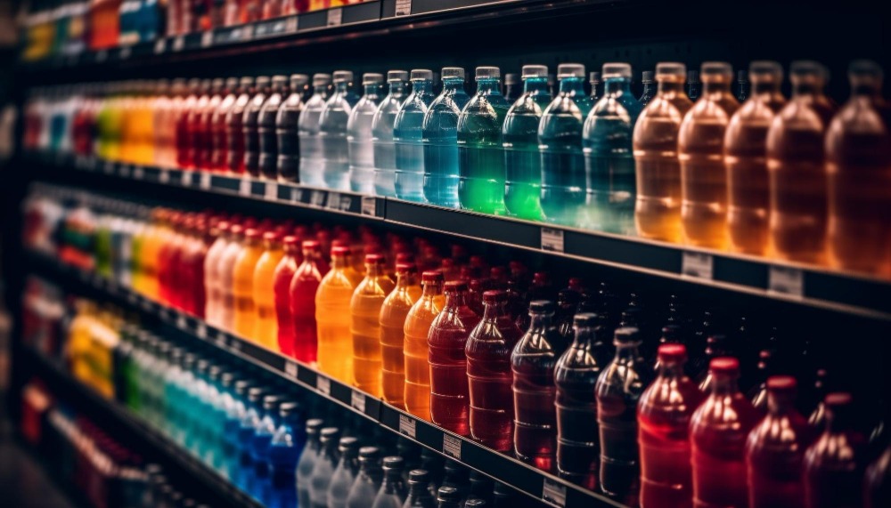 Refrigerated beverage bottles in a smart vending installation
