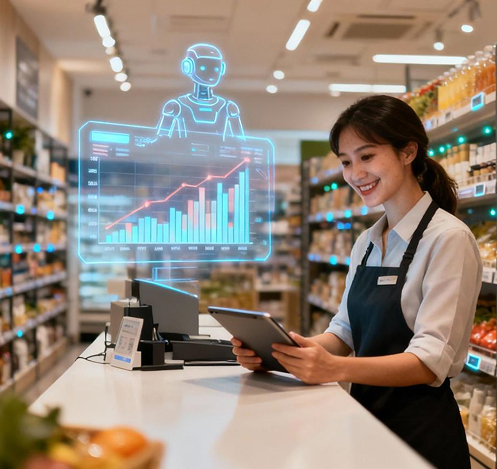Retail associate using a connected ERP store experience