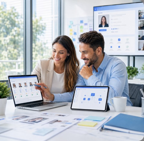 Recruiter working with an AI hiring copilot