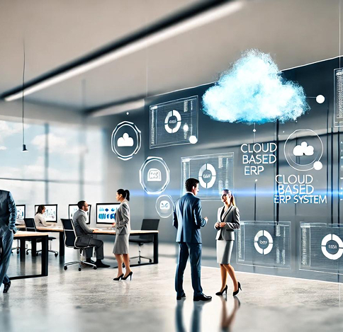 Teams collaborating in a cloud-based ERP environment