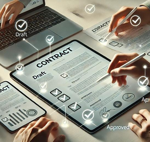 Digital contract approval on a tablet