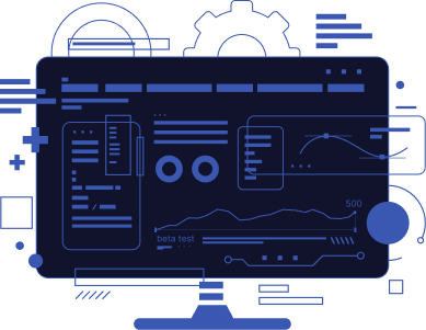 Software dashboard with charts, panels, and interface controls