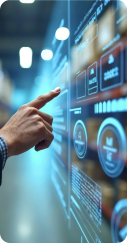 Hand interacting with a connected automotive software interface
