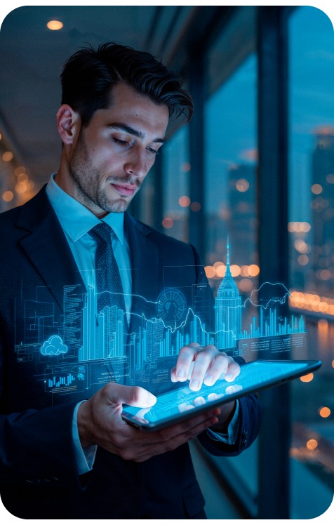 Banking professional reviewing a finance app